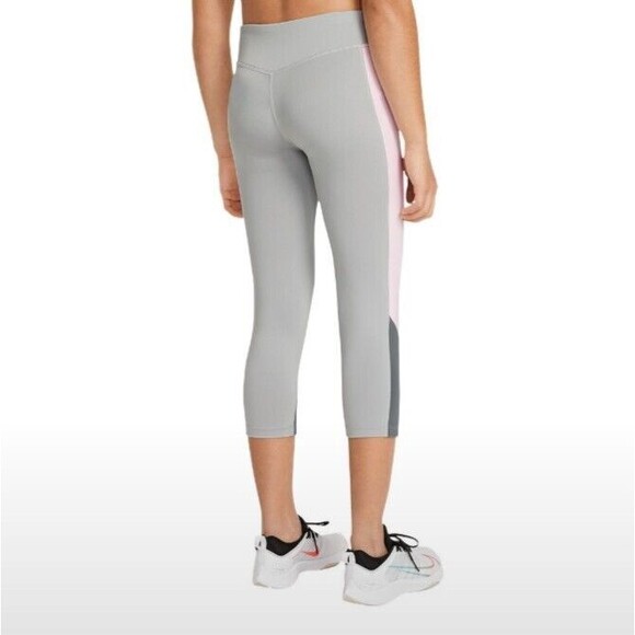 NIKE Capri Leggings Girls L+ New Dri-FIT One Kids Grey High Waist Athletic NWT - Picture 5 of 9